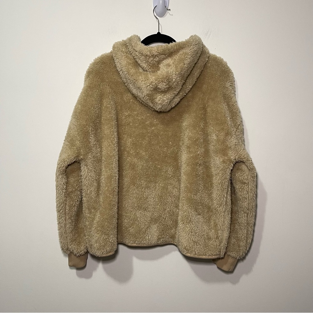 H&M Women’s Beige Teddy Fleece Pullover Hoodie Size L Cozy comfy Soft loungewear - Picture 7 of 9